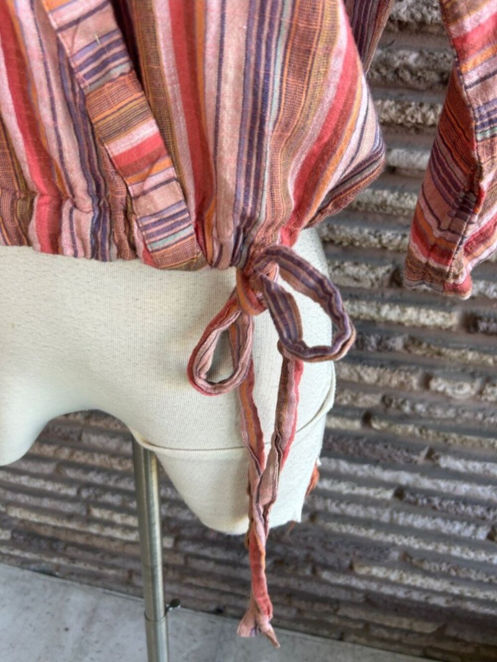 Girl Krazy Retro Striped Boho Retro Wrap Style Side Tie Size Medium - Picture 6 of 8